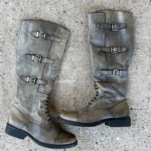 Vince Camuto distressed leather charcoal Boots